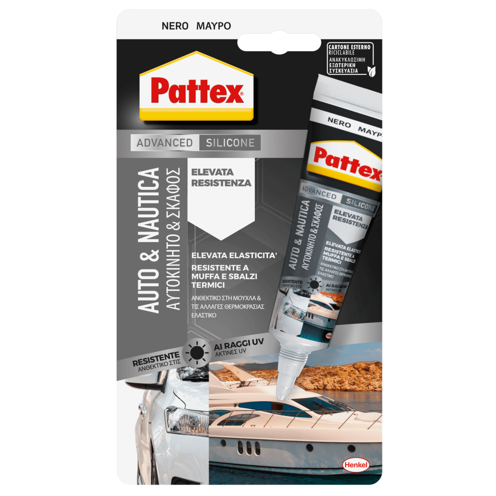 Silicone Acetico Auto e Nautica Nero 50ML Pattex