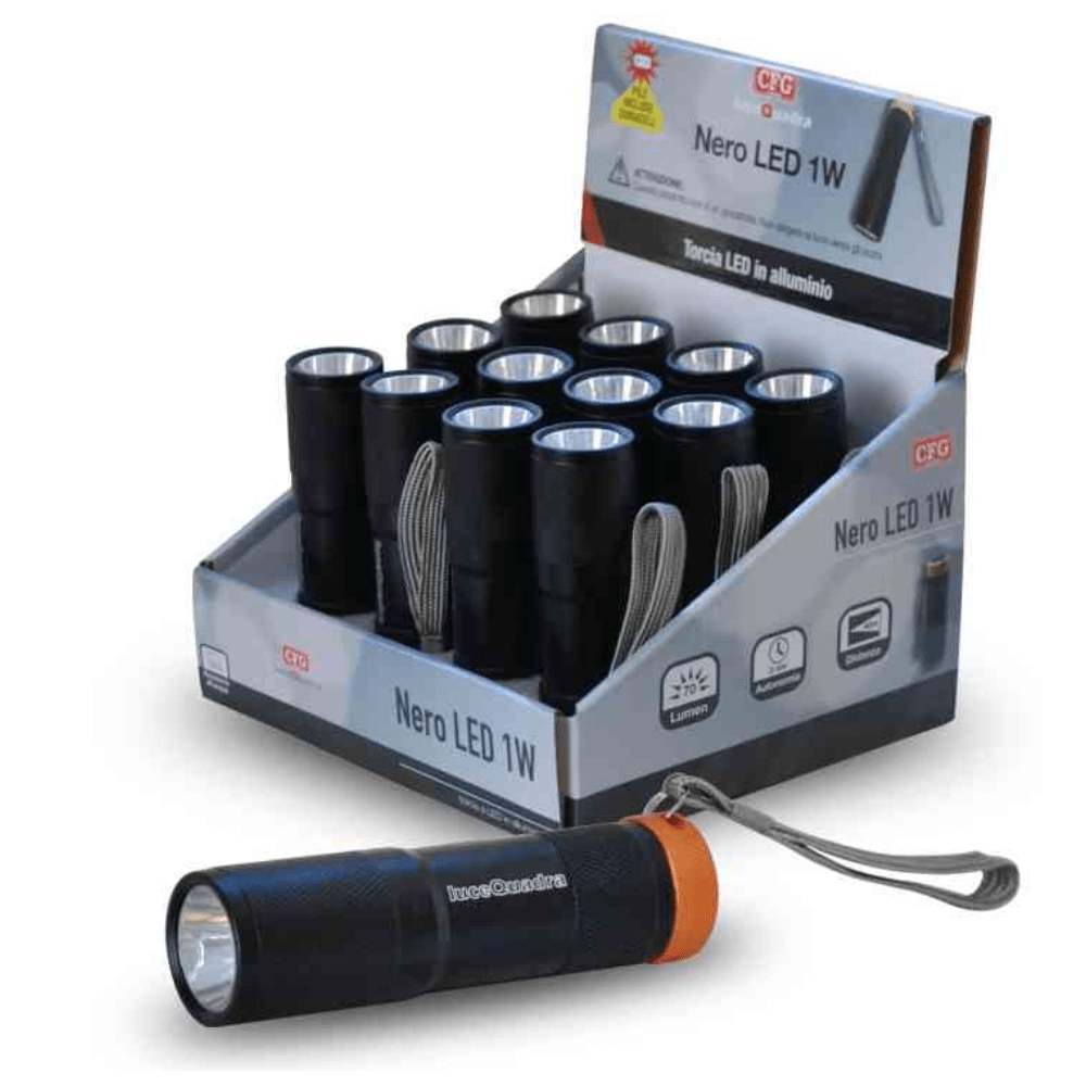 Torcia led in alluminio 1W Neroled "Lucequadra" CFG