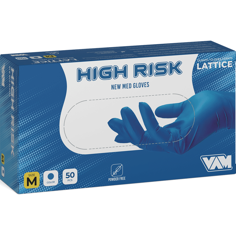 Guanti in Lattice Blu 18,5g S/P VAM High Risk 50PZ