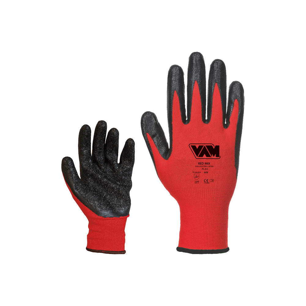Guanti Vam Red Mix Spalmato in Lattice Crinkle Rosso