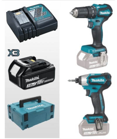 Combo kit per foratura e avvitatura DHP483 + DTD155 + DC18RC + BL1830Bx3 MAKITA