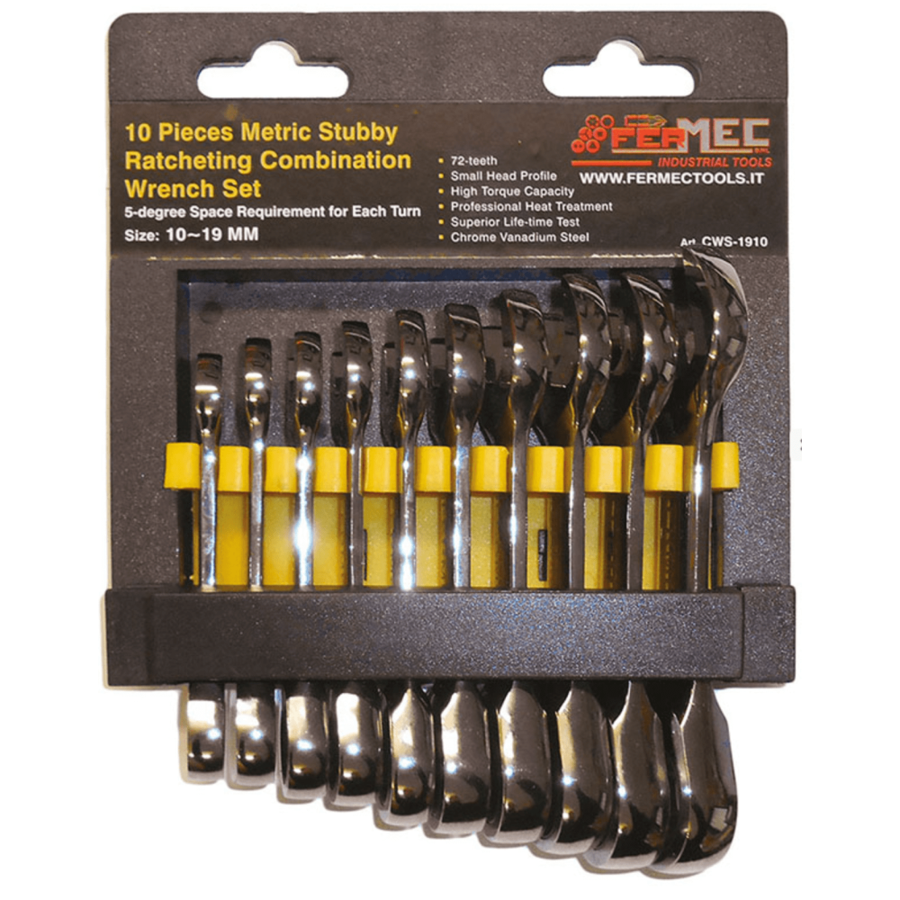 Set 10 Chiavi Combinate a Cricchetto, tipo corto