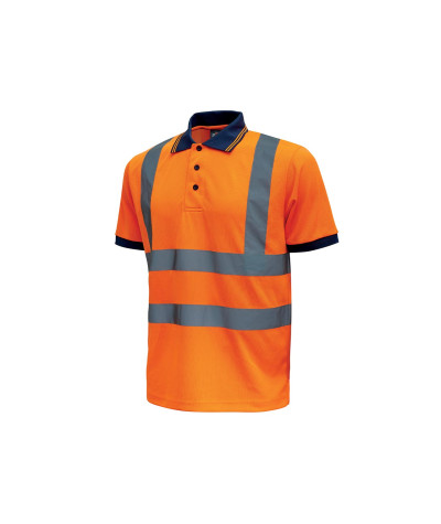 Polo manica corta con strisce riflettenti U-Power Neon Orange Fluorizzerete