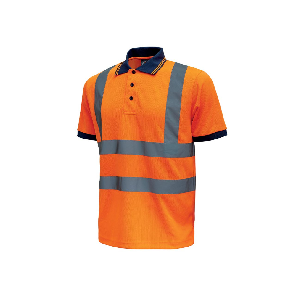 Polo manica corta con strisce riflettenti U-Power Neon Orange Fluorizzerete