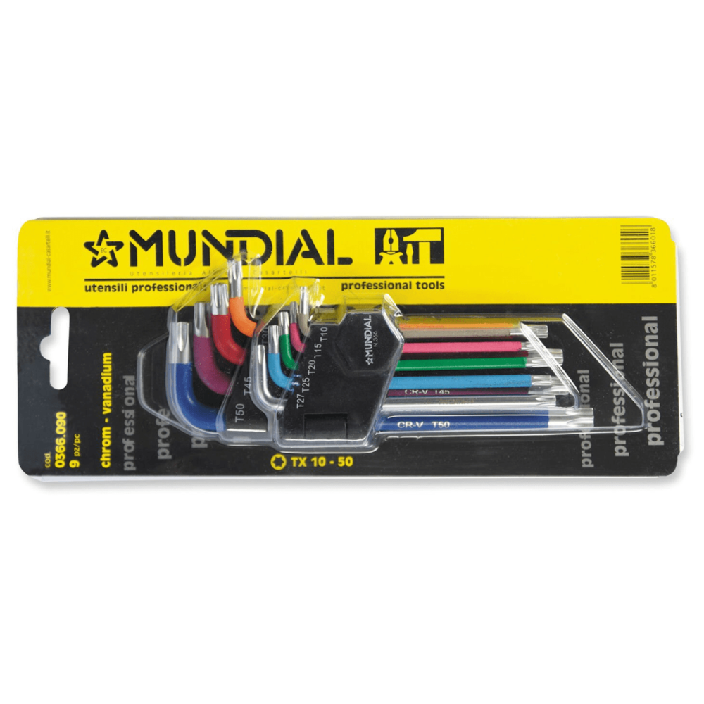 Serie 9 chiavi torx lunghe Colorate Mundial
